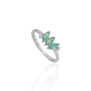 Trending New Design Marquise Cut Natural Emerald Three Stone Ring For Women's Light Luxury Fine Jewelry Accessories - Product Image 3