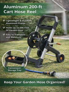 Enrouleur de tuyau sur chariot de 200 pieds en aluminium robuste et portable avec roues pour jardin, ferme, pelouse, garage Vietnam OEM ODGGAD001 - Product Image 5