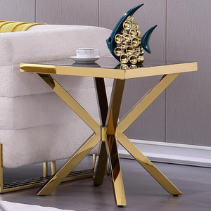 Modern Metal Side <b>Table</b> with Tempered Glass Top Luxury Accent <b>Table</b> <b>for</b> Living Room Bedroom Contemporary Furniture - Product Image 4