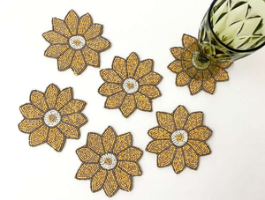 Classy Look <b>Beaded</b> <b>coaster</b> Table Decoration Hand Embroidery <b>Beaded</b> <b>Coaster</b> By Blossom Craft India - Product Image 1