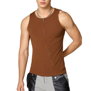 Men's Custom Breathable Knitted Solid Spandex/Polyester Digital Printed Casual Tank <b>Tops</b> Crew Neck Loose Fit Yoga Gym Wear - Product Image 1