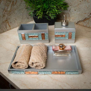 wooden Bathroom Vanity <b>Set</b>-Elegant Design solid wood bathroom essentials <b>set</b> natural wooden <b>bath</b> accessory kit - Product Image 1