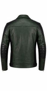 Blouson de moto classique en cuir unisexe |   Vert foncé, rouge, brun |   Fabricant OEM ODM |   Qualité de conception haut de gamme |   Vêtements de course | - Product Image 2