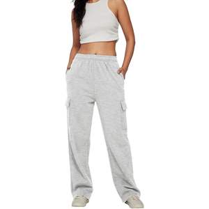 Trendy Queen <b>Womens</b> XL Cargo Sweatpants Wide Leg Baggy <b>Fleece</b> High Waisted Sweats with Pockets Breathable Winter Clothes - Product Image 5