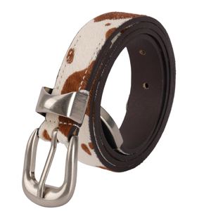Cinturón de Cuero Vacuno de Primera Calidad con Pelo de Vaca, Estilo Casual para Hombre, Hebilla de Hierro, Alta Calidad, Longitud Personalizable - Product Image 1