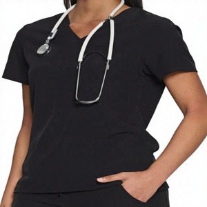 Ensemble de blouses d'infirmière deux pièces en sergé respirant Spandex/Polyester avec logo personnalisé et détection d'aiguilles, uniformes médicaux pour femmes en milieu hospitalier - Product Image 4