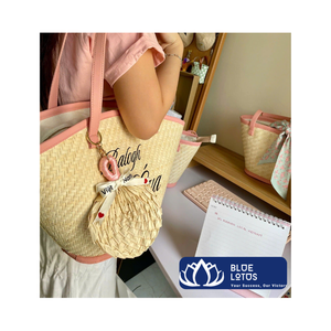 Mini Palm Fan Keychain Natural Handmade Wedding Gift Eco Friendly Souvenir Bulk OEM Vietnam Supplier Charm Bag - Product Image 1