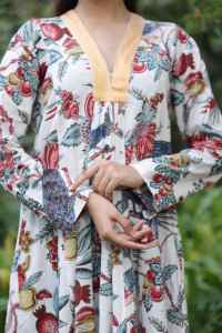 Vestido de verano de algodón indio hecho a mano elegante estampado Floral longitud Midi para fiestas y regalos de novia moda de mujer personalizada - Product Image 6