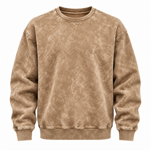 Sweat-shirts pour hommes en coton 100% 380 g/m², coupe oversize à épaules tombantes, col rond, couleur unie, épais, avec appliqué hivernal - Product Image 5