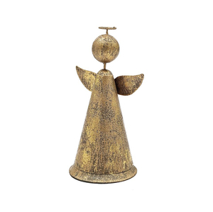 Ornement d'ange suspendu en métal, décoration rustique faite à la main pour arbre de Noël, avec des ailes à motif de points - Product Image 3