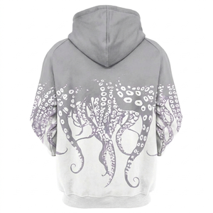 Trendy <b>Men's</b> Custom octopus grey white print hoodie Breathable Quick Dry Solid Winter <b>pullover</b> Hoodies Casual wear Sweatshirt - Product Image 2