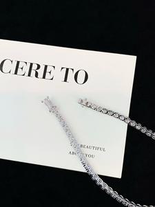 Bracelet tennis personnalisé en moissanite taille brillant ronde, serti en or blanc massif, unisexe, pour usage quotidien - Product Image 3