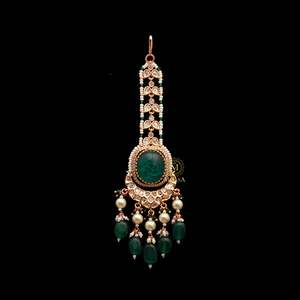 Shalvi Emerald Green Polki Designer Tika for Casual Wear Brass - Product Image 3
