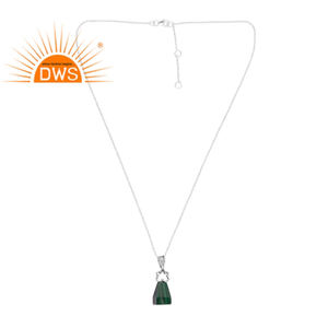 Dernier modèle de collier à pendentif en malachite naturelle en argent sterling oxydé avec pierres précieuses Fabricant de bijoux personnalisé - Product Image 3