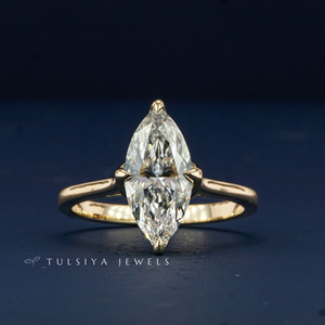 Bague de fiançailles en or 14 carats avec diamant de laboratoire pour femme, taille marquise, diamant synthétique brillant étincelant, certifié IGI, luxe et raffinement - Product Image 2