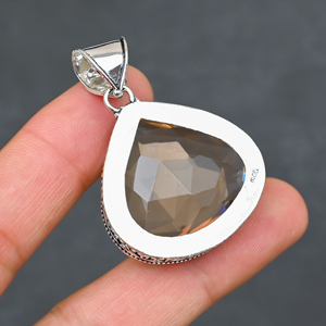 Magnifique pendentif en Morganite synthétique très prisé, en argent sterling 925, fait main, bijou de déclaration, cadeau pour femme - Product Image 3