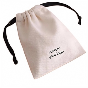 Sac en toile de coton naturel en gros avec cordon de serrage, pochette cadeau personnalisée avec logo pour emballage de bijoux, faveur de mariage, OEM - Product Image 2