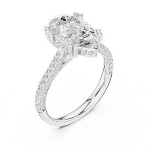 Anillo de Compromiso Aries Jewel para Mujer, Oro Sólido de 14K, Corte Esmeralda, Diamante Cultivado en Laboratorio, Engaste Pavé, Clásico, Certificado IGI, de Lujo - Product Image 3