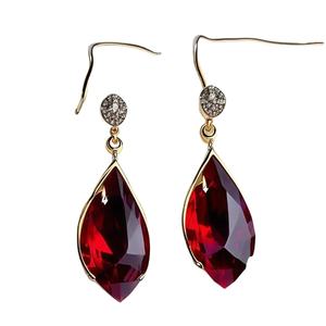 ต่างหูโกเมนธรรมชาติ925ทำมือคุณภาพสูงชุบทองต่างหูผู้หญิงแบบห้อย - Product Image 1