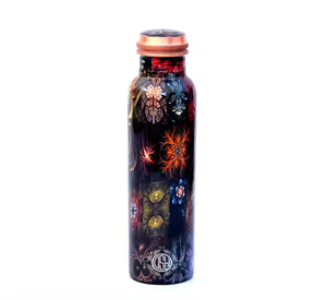 Modern Abstract Texture Printed Copper <b>Water</b> <b>Bottle</b> Leakproof Reusable Eco Friendly Designer Drinking <b>Bottle</b> for Daily Use - Product Image 1