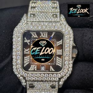 นาฬิกา ICELOOK หรูหราทรงสี่เหลี่ยมประดับเพชร ตัวเรือนสแตนเลส แสดงวันที่ ระบบอนาล็อก สำหรับทุกเพศ ขนาด 30 มม. ผลิตในสวิตเซอร์แลนด์ ระบบควอตซ์ - Product Image 1