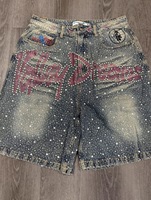 Shorts pour hommes personnalisés, d'été, respirants, coupe-vent, infroissables, à séchage rapide, en denim à motif patchwork, taille mi-haute, avec braguette boutonnée