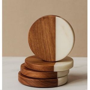 Sous-verres modernes personnalisés en bois naturel et résine, faits à la main, épaisseur réglable, résistants à la chaleur, réutilisables, pour la décoration de table à la maison, style impérial - Product Image 5
