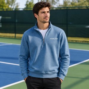 Sudadera de hombre con cremallera de un cuarto y cuello simulado, de manga larga, para marcas minoristas y pedidos al por mayor - Product Image 3