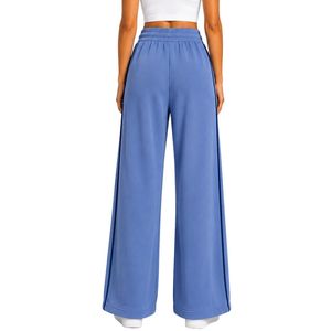 Pantalon de survêtement large bleu ciel pour femme, taille élastique, coupe ample, en molleton de coton, pantalon décontracté oversize avec poches - Product Image 2