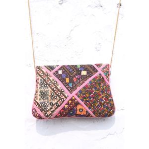 Pochette à main pour femme, best-seller, broderie à la main, style Banjara, décontractée, à fermeture ouverte, avec chaînes, patchwork et travail de miroirs - Product Image 5