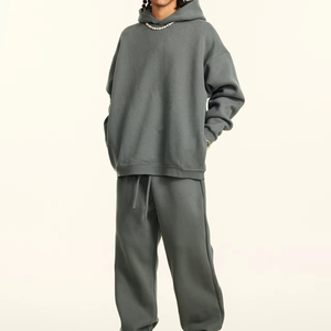 Polyester/Cotton Lightweight Breathable Plus Size Casual Solid <b>Blank</b> French Terry Sports Tracksuits for Men Logo Custom Fleece - Product Image 3