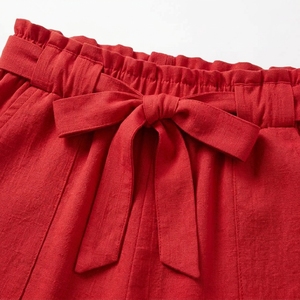 Pantalones cortos informales para mujer, cintura alta, cintura elástica con cordón y bolsillos, ajuste holgado, color sólido - Product Image 4