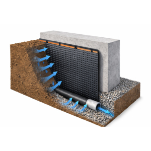 แผ่น HDPE แบบมีร่อง |   แผ่นระบายน้ำกันน้ำที่ทนทาน |   แผ่นเมมเบรนป้องกันห้องใต้ดินและระบายน้ำสำหรับพื้นภายนอกอาคาร - Product Image 3