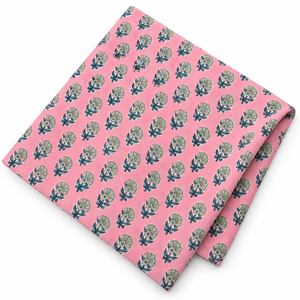Accessoires de mode pour filles Pinksa, tissu en voile de coton peigné léger imprimé à la main avec des motifs floraux jaunes et bleus - Product Image 6