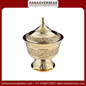 Traditional Luxury Handmade Brass <b>Bowl</b> <b>Sugar</b> Chocolate Candy and Dry Fruit Metal Container With Engraved Design at Best Price - Product Image 4