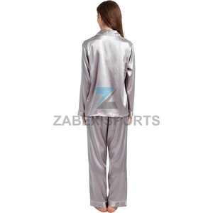 Ensemble de pyjama en satin polyester/coton pour femmes, logo personnalisé, léger, respirant, fermeture à cordon, vêtements de nuit d'été, OEM - Product Image 6
