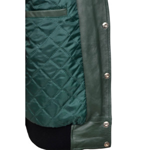 Chaqueta Varsity Negra y Verde Personalizada para Hombre, Chaqueta de Béisbol de Cuero Napa Premium, Logotipo y Colores Personalizados, Fabricante de Marca Privada - Product Image 4