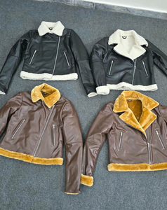 High Class Women Genuine Leather Shearling Motorcycle Jacket With <b>Fur</b> <b>Trim</b> Winter Zipper Closure Full Sleeve Regular Length - Product Image 4