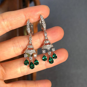 14K Gold 0.74 Ct Lab Grown Diamond 4 Stone Dangle Stud Earrings 3 Prong Setting <b>Gift</b> Party Elegant Jewelry for Women - Product Image 1