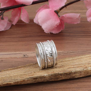 แหวนเงินแท้ 925 แบบหมุนได้ ทำมือ สไตล์โบโฮคลาสสิก ประดับพลอยเม็ดเดี่ยว เหมาะสำหรับงานแต่งงานและงานปาร์ตี้ - Product Image 6