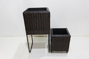 New Design PE Rattan <b>Planter</b> Set of 2 Iron Frame Flower <b>Pot</b> with <b>Plastic</b> Inner Liner - Product Image 5
