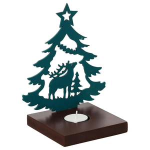 Adorno Navideño de Reno para Árbol de Navidad, Portavelas Decorativo de Madera Verde para Velas de Té, Decoración Festiva para el Hogar y la Oficina - Product Image 2