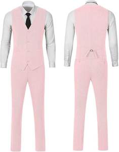 Dernier modèle de costume formel rose uni pour hommes, 3 pièces, pour mariage, costume de marié, tenue décontractée, pantalon, veste, costumes pour hommes en vente - Product Image 3
