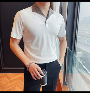 เสื้อเชิ้ตผู้ชายสไตล์ลำลองคุณภาพสูง แฟชั่นปกคอพับ แขนสั้น ทรงเข้ารูป - Product Image 1