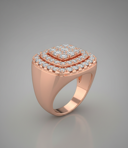 <b>Mens</b> Square Rose Gold Iced Out <b>Ring</b> Hip Hop Diamond Style 925 <b>Silver</b> 10K 14K Gold Finish Streetwear Statement <b>Ring</b> - Product Image 3