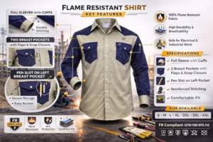 Camisas Henley Ignífugas Ligeras FR para Soldadura, Protección de Nivel NFPA 2112, Resistencia al Calor de 300C-500C, Manga Larga - Product Image 2