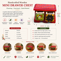 Boîte de rangement en bois artisanale à 2 tiroirs, mini-organisateur décoratif, armoire en bois peinte à la main, boîte de rangement pour bijoux, décoration intérieure