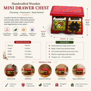 Handcrafted Wooden 2 Drawer <b>Storage</b> <b>Box</b> Decorative <b>Mini</b> Drawer Organizer Hand Painted Wooden Cabinet Jewelry <b>Storage</b> <b>Box</b> Home De - Product Image 5