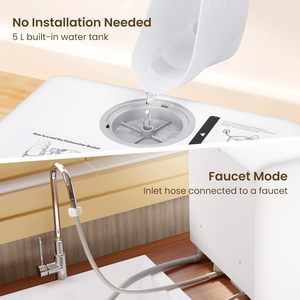 Lave-vaisselle de comptoir, 6 programmes, lave-vaisselle portables, réservoir d'eau intégré de 5 L, aucun raccordement nécessaire, fonction de soin des bébés et de séchage à l'air - Product Image 2