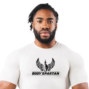 T-shirt de compression athlétique blanc pour homme, léger, extensible, pour l'entraînement et le fitness - Product Image 2